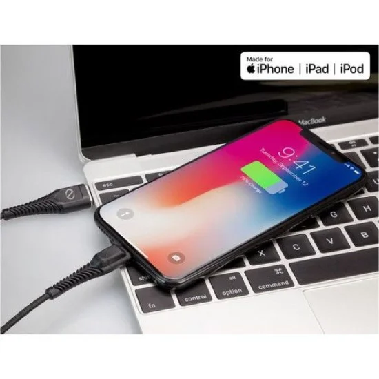 Naztech Rugged Led Mfi Lightning Charge And Sync Cable (4', Black)
